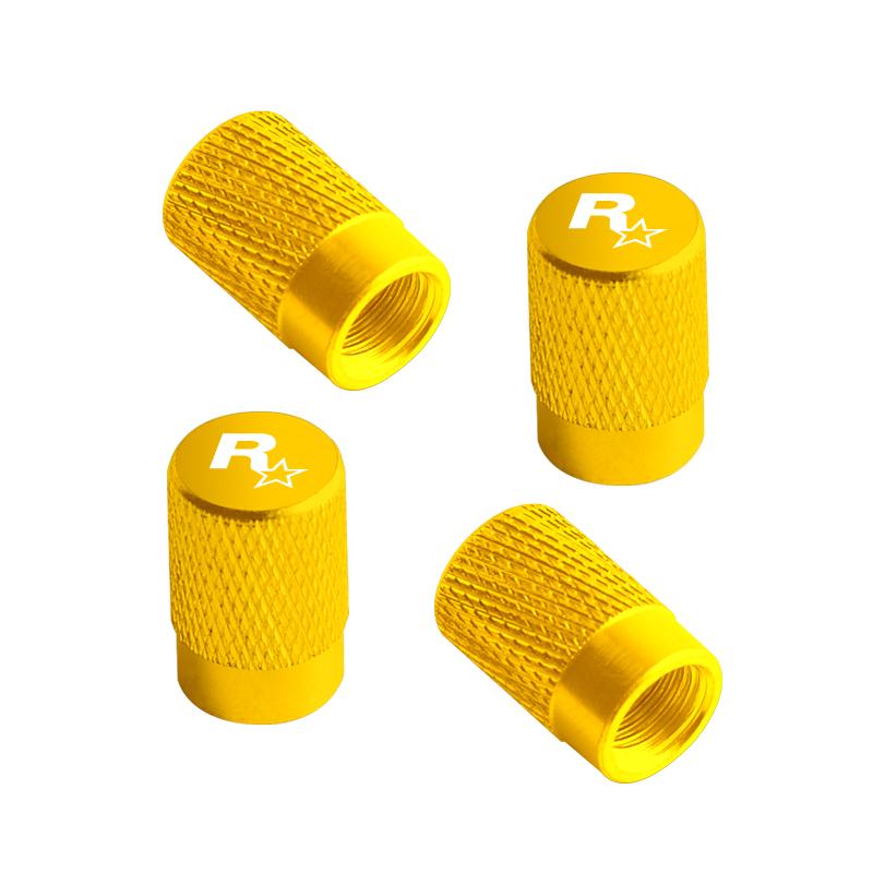 For GTA Game R Star Rock Star Emblem Jeep Peugeot Ford Hyundai Kawasaki Yamaha Badge Car Wheel Tire Valve Caps Tyre Stem Covers