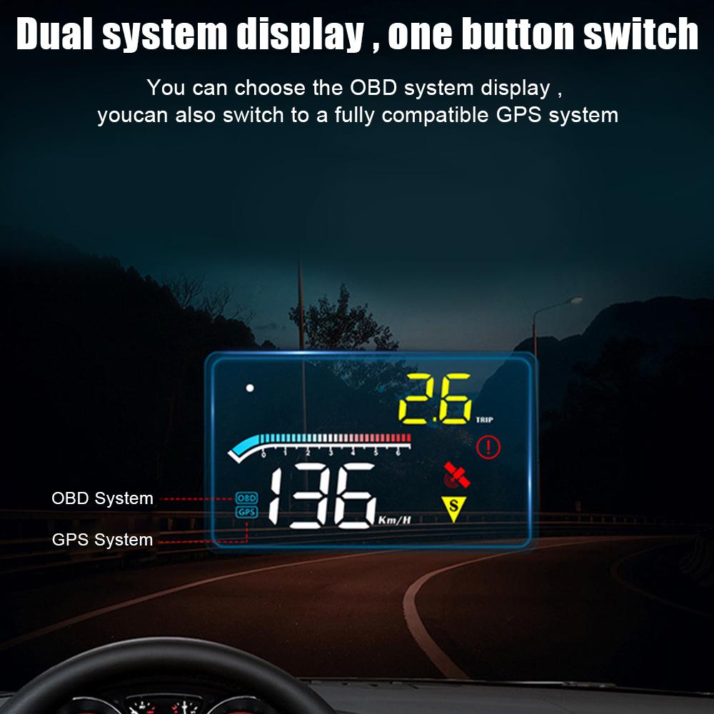 Проекционный дисплей Охранная сигнализация Двойная система Лобовое стекло OBD + GPS M17 HUD Проектор напряжения и скорости