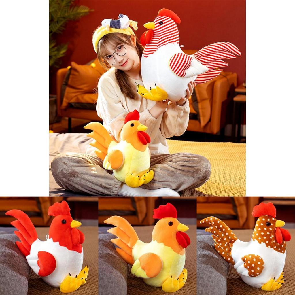 High Quality Pp Cotton Filled Plush Rooster Toy Comfortable Soft Chicken Doll Featuring Various Fun Colors