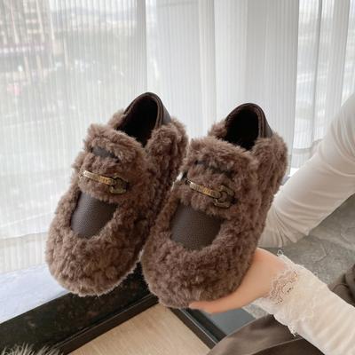 Женские ретро лоферы на платформе 2025 зима универсальные увеличение роста новая мода два способа носки маффин повседневные на одной педали