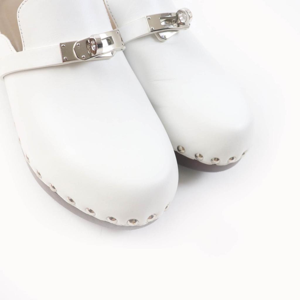 Great HERMES Mule Carlotta kelly buckle white leather Women 36 Used