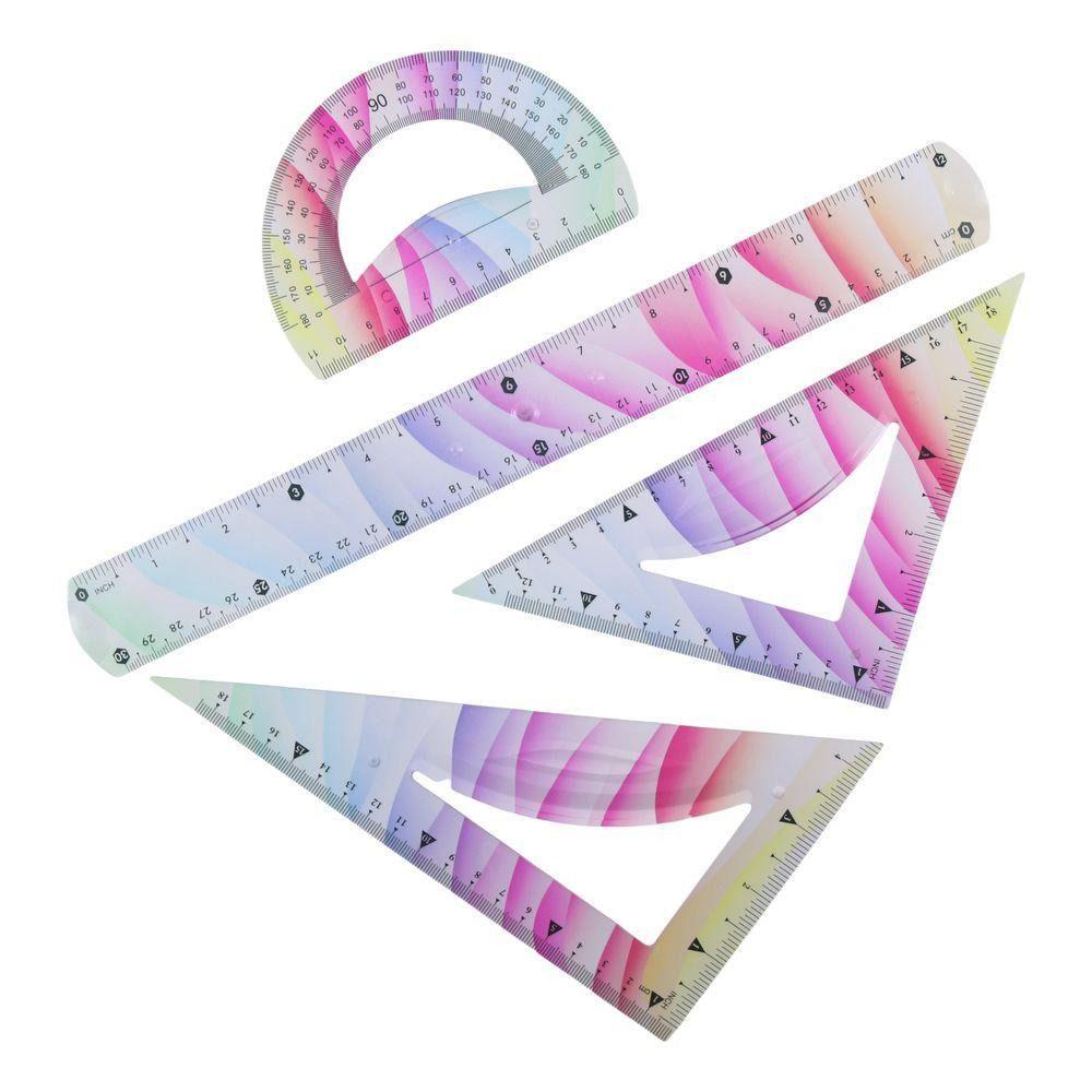 20/30CM Soft Ruler Set Plastic Set Square Multifunctional Protractor Students Use