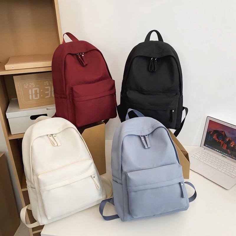 Solid Color Student Schoolbag Women Large Capacity College Style Backpack Men Travel Backpack