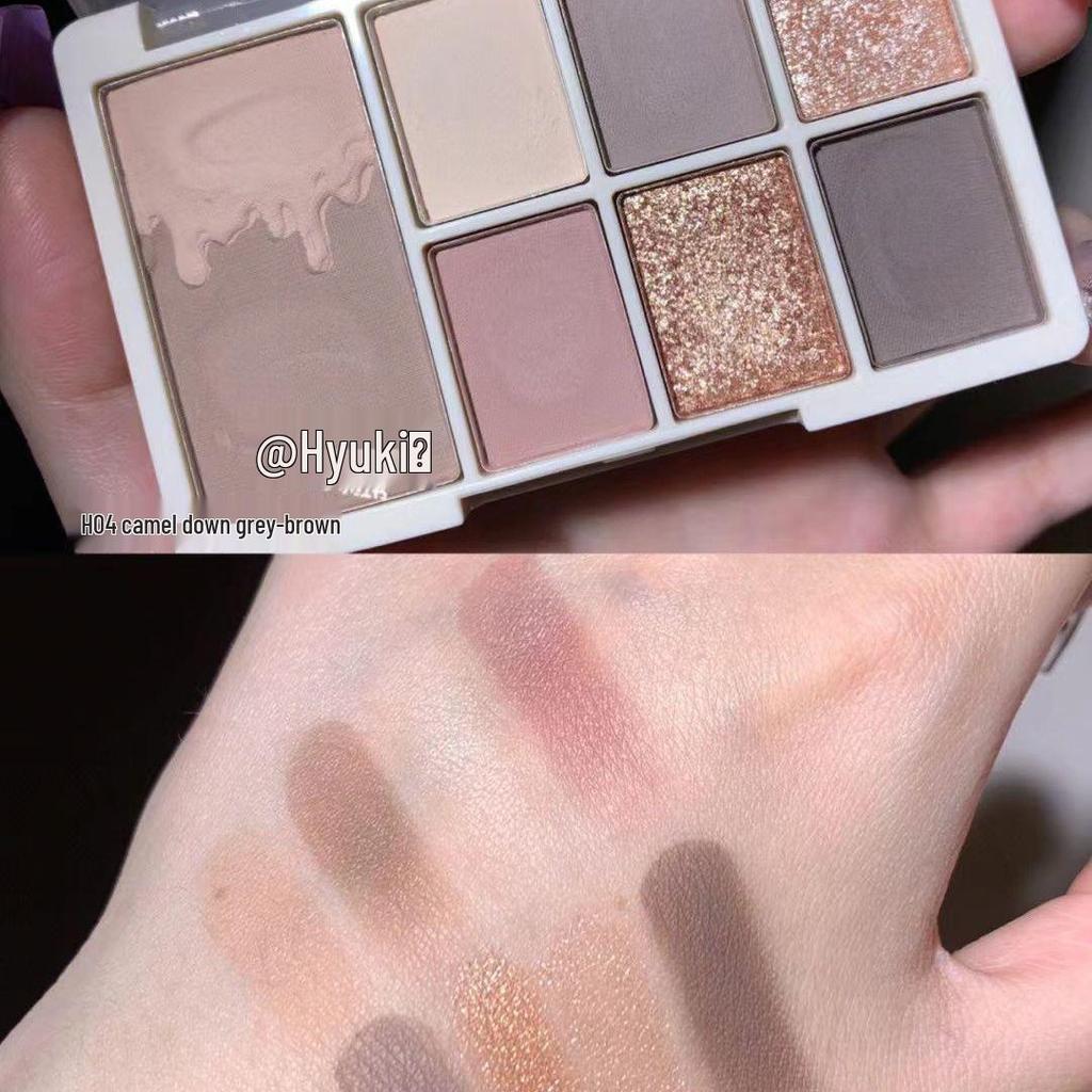 Палетка теней для век Xixi Huancai Mei Mou 7 цветов: Палетка теней для век в земляных тонах с шиммером и матовыми текстурами, для контуринга и хайлайтинга