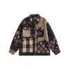 Unisex Vintage American Retro Ethnic Patchwork Cotton Jacket Loose Fit Streetwear Outerwear