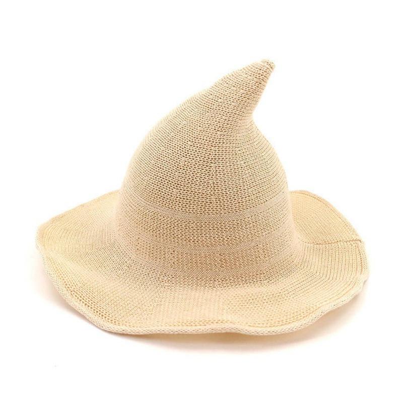 Modern Witch Hat Knitting Hat Masquerade Adult Kids Halloween Witch Hats Cosplay Costume Hat Halloween Accessories Horror Party Fancy Dress Decor