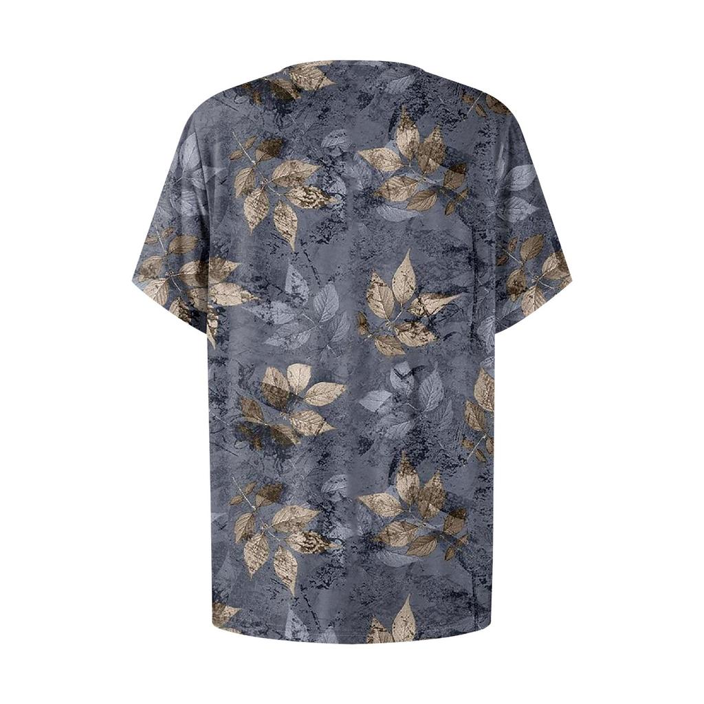 Plus Size Women's Casual Round Neck Pleated Short Sleeve Color Top