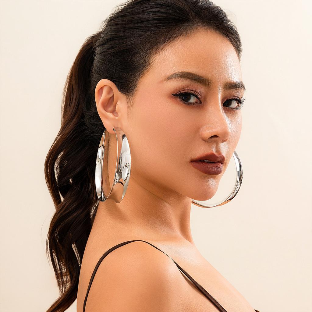 Крупные металлические серьги-кольца для женщин, блестящие серьги-кольца большого размера, модные массивные серьги, подарки для мамы, жены, девушки