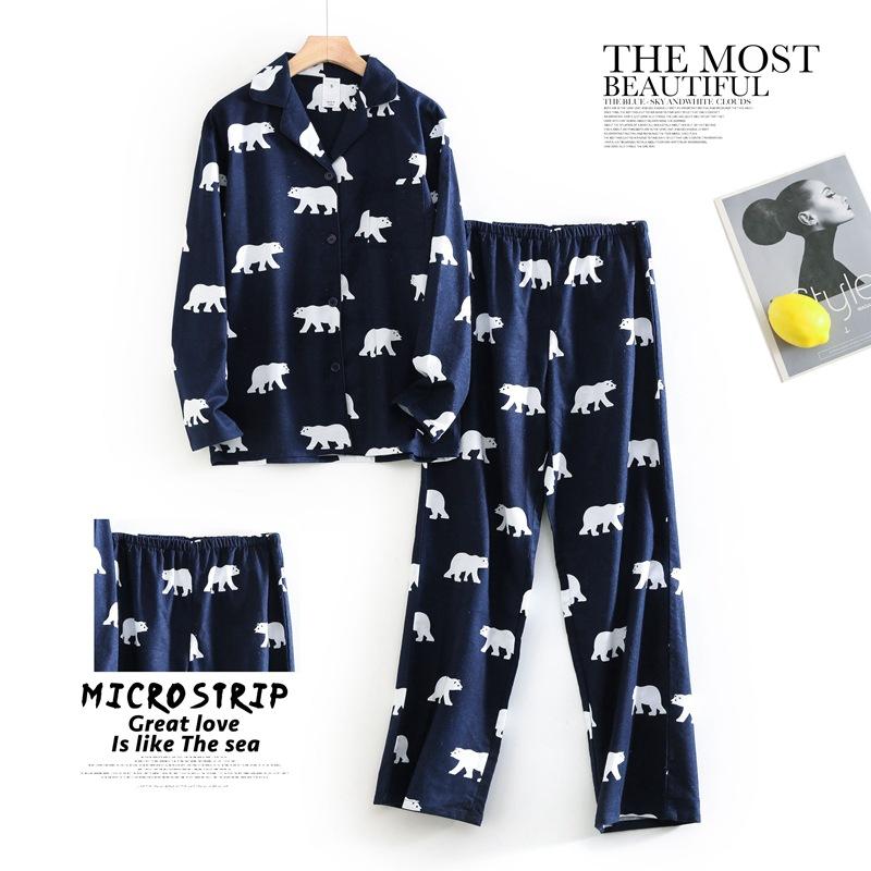 Женская осенне-зимняя пижама с рисунком из мультфильмов из хлопка, теплая, с начесом, домашняя одежда, комплект женской пижамы