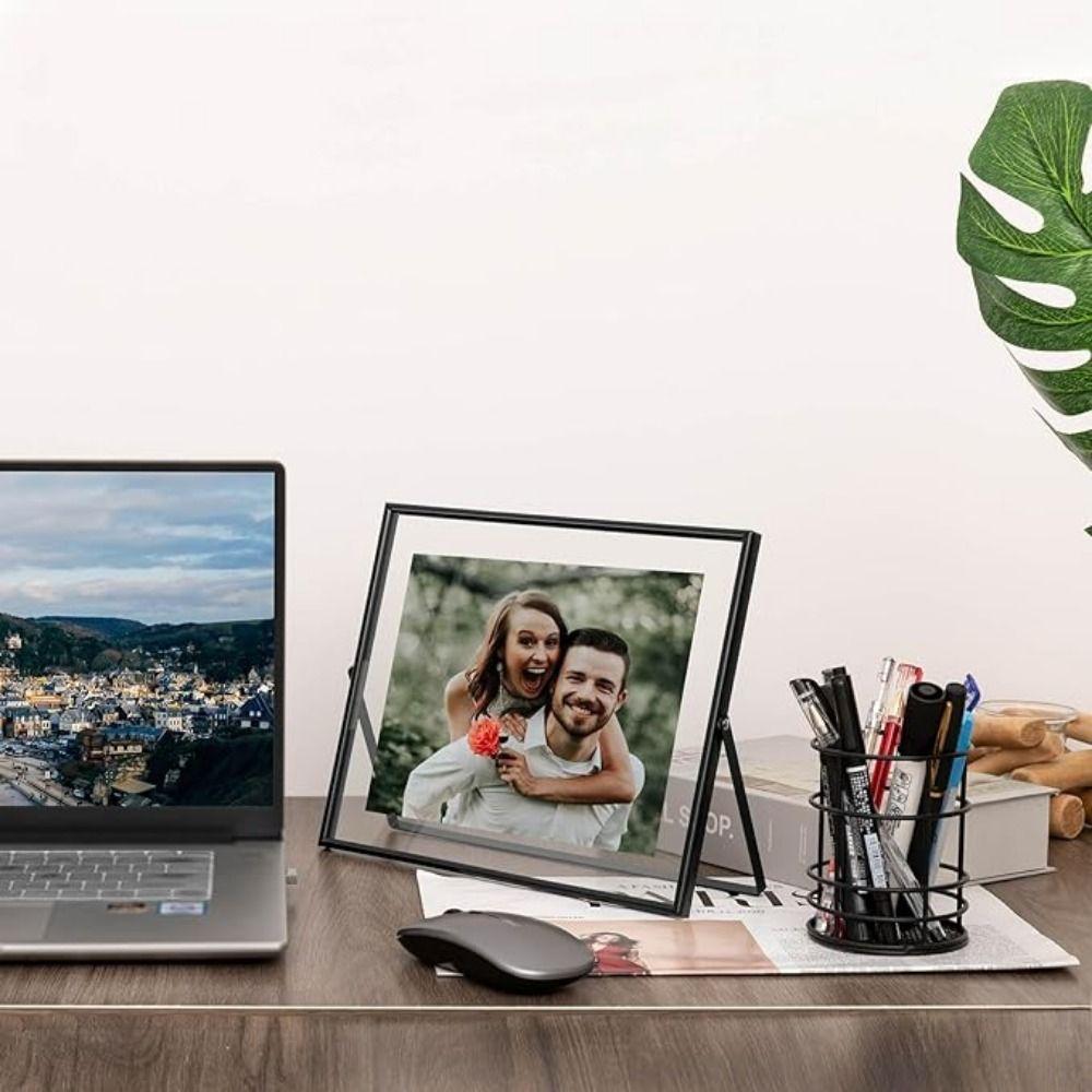 Металлическая фоторамка в минималистичном стиле Прозрачная поверхность Парящая фоторамка Дом