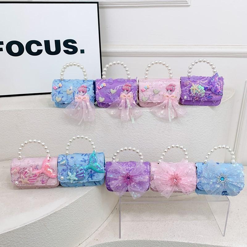 Frozen Pattern Snowflake Childrens Small Crossbody Bag With Material Sequin