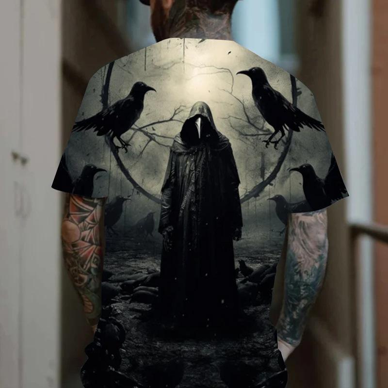 Ретро повседневная мужская футболка с 3D-принтом, рубашка с короткими рукавами и круглым вырезом, одежда для весны и лета, футболки мужские