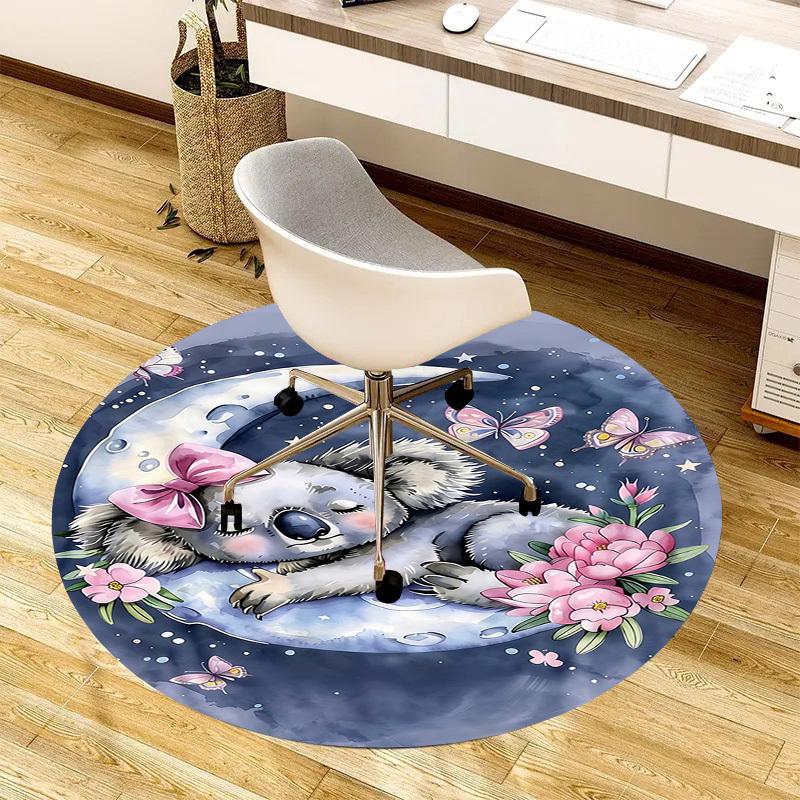 1PC Koala Non-Slip Floor Round carpet, Office, family, bedroom, Large Area Rug Indoor Rugs, Durable PolyesterH0415