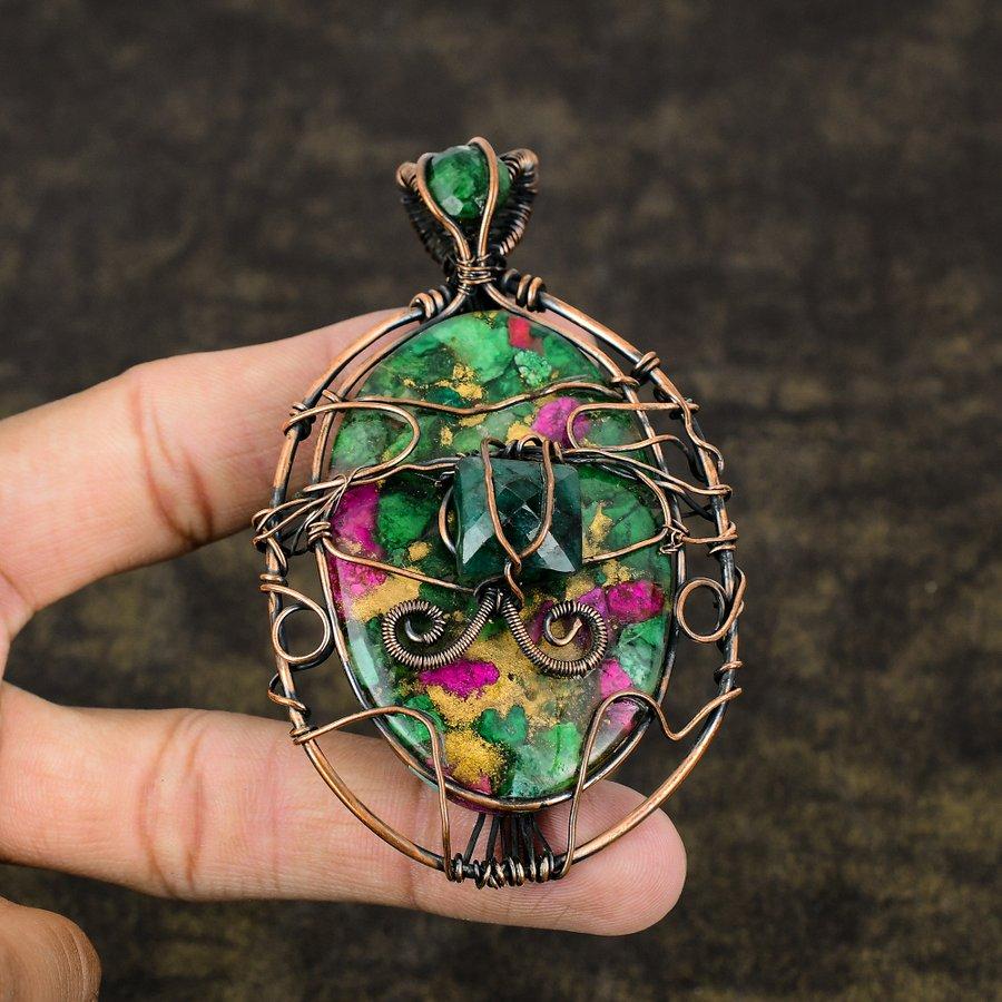 Колючая устрица Ручная работа Медная проволока Обертка Подарок Ювелирное изделие Подвеска 3,62" G7A78