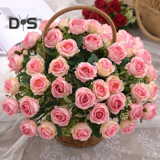 Eco-friendly Artificial Flower 10 Heads Attractive Single Branch Simulation Rose Flower Ornament