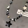 Винтажное готическое крутое ожерелье с подвеской в виде звезды, бисерное ожерелье для женщин, допаминовое черное ожерелье со звездой, ювелирные изделия Kpop Y2K, аксессуар