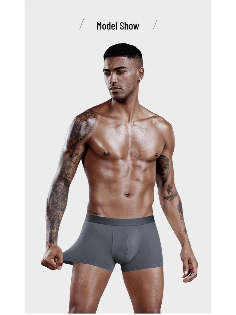 60-Pack Modal Men's Boxer Briefs with Antibacterial Crotch, Mid-Waist, Breathable, Trendy Design