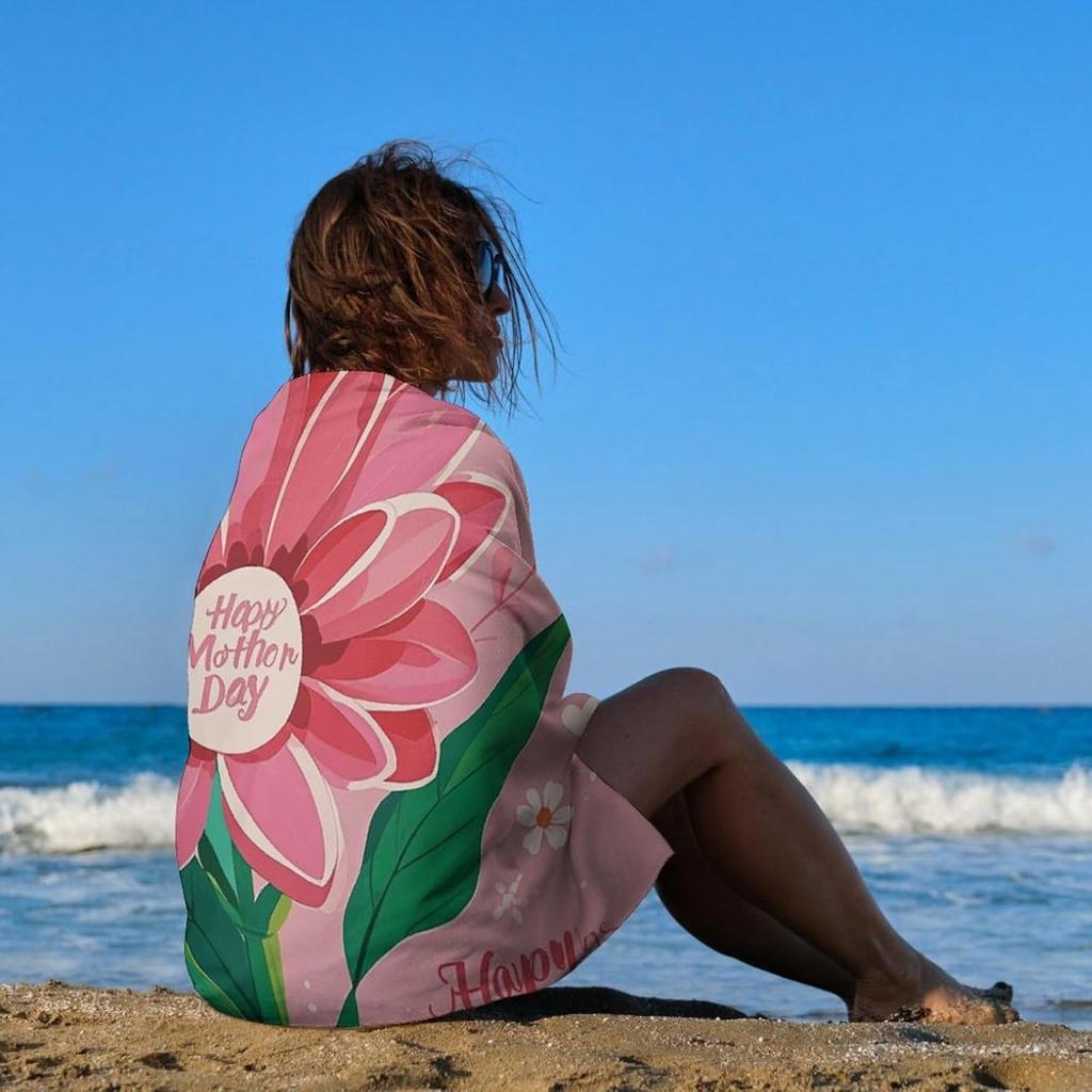Happy Mother Day Beach Towels Mother's Day Towel Microfiber Quick-Dry Beach Towel For Yoga Tourism Beach GYM Camping Swimming
