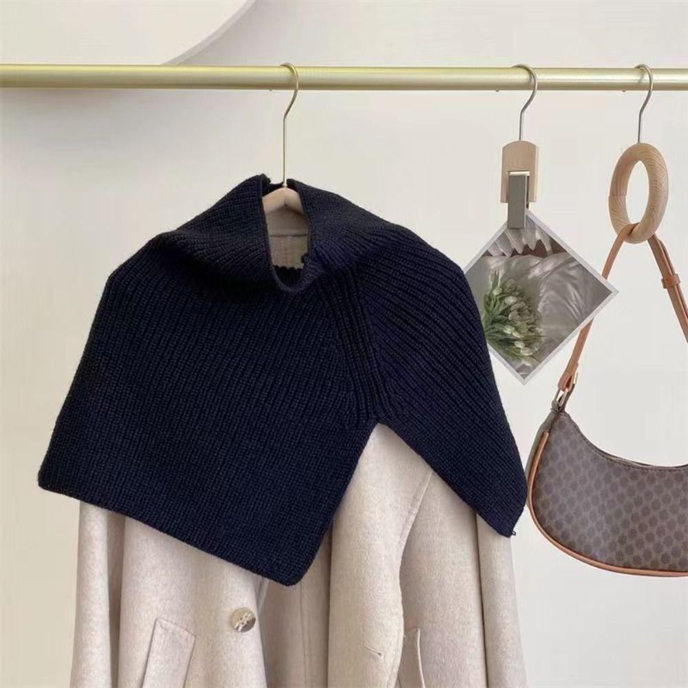 Winter Supplies Neck Wrap Shawl Solid Color High Collar Cross Scarf Gift Knitted Scarf