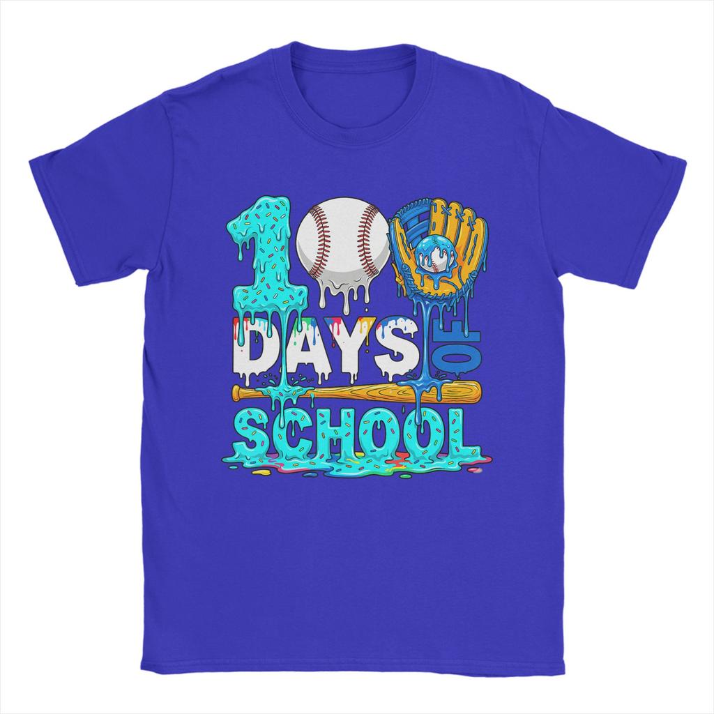 Unisex 100 Days of School Baseball Ice Cream Drip Player T Shirts Cotton Clothing Novelty Short Sleeve Tee Shirt Party TShirts