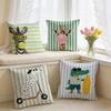 Summer Simple Animals Dog Cushion Cover Square Short Plush Pillow Case Living Room Sofa Home Decor Funda X