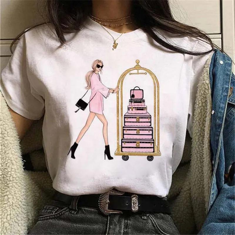Maycaur Женская футболка Повседневная футболка с короткими рукавами Harajuku Sexy girls принт Футболка Модная корейская белая футболка с топами Женская ткань