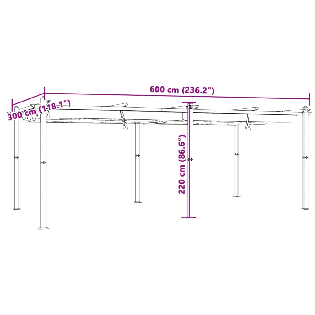 Garden Pavilion with Extendable Roof Taupe 3x6 m Aluminum