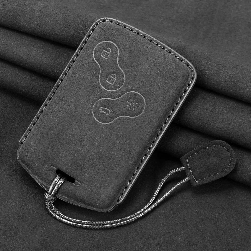 Чехол для автомобильного ключа из замши и кожи для Renault Duster Captur Clio Logan Megane RS 1 2 3 4 Koleos Scenic Nema Fluence Zoe Аксессуар
