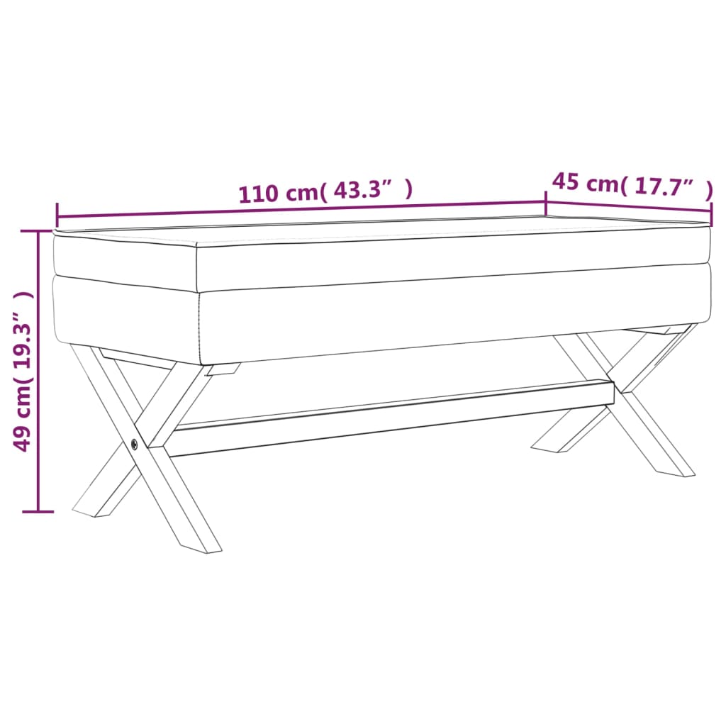 Vidaxl Stołek Ze Schowkiem, Ciemnoszary, 110X45X49 Cm, Tkanina
