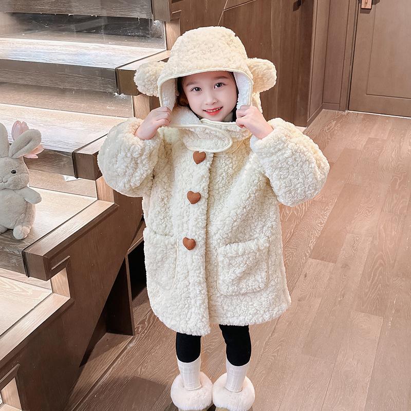 Детская осенне-зимняя одежда, шерстяное пальто, бархатное пальто для девочек