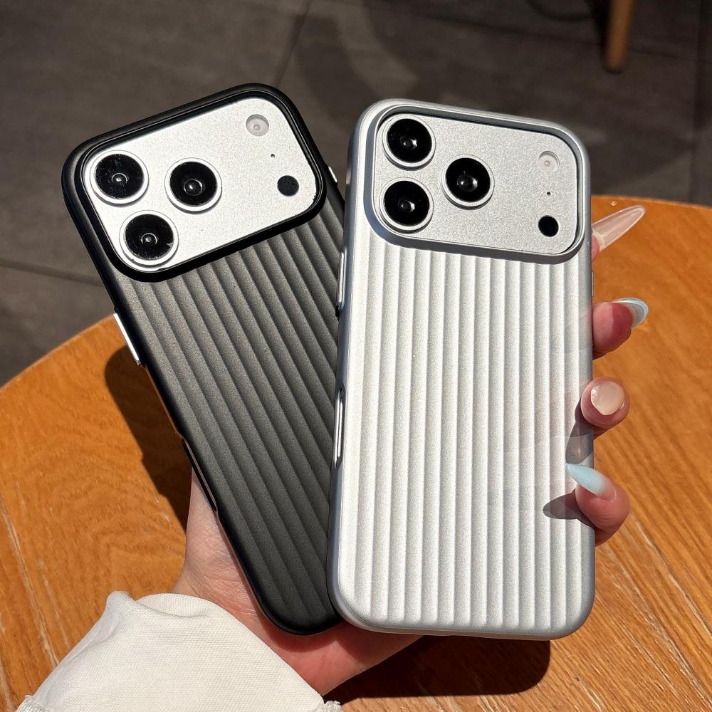 Luxury Phone Case For 17 Pro Max 16 15 14 Plus 13 12 11 Slim Matte Luggage Striped Textured Corrugated Shockproof Cover