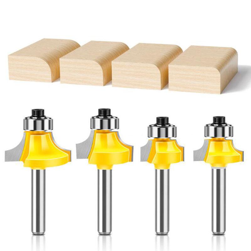 Round Professional Level Over Shank Router Bit Set Woodworking Groove Chisel Cutter Tool Tungsten Carbide 1/4inch 6mm Shank