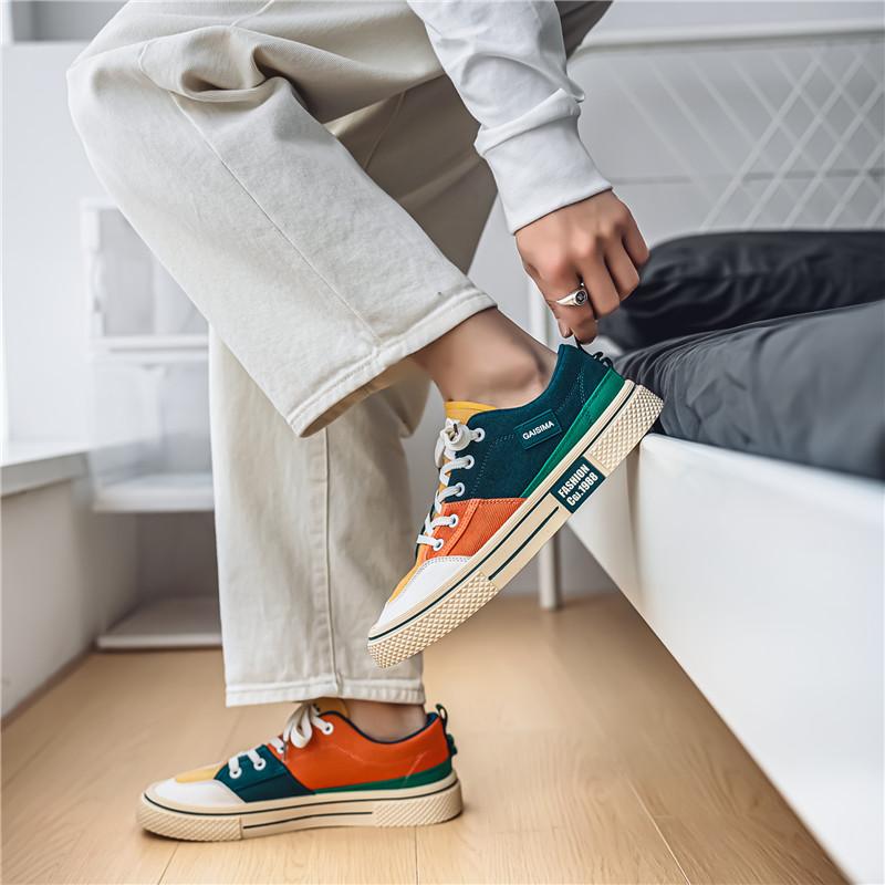 Men 's Casual Four Seasons Fashion Canvas Skateboarding Students Comfortable Sneakers Boys Trending Soft Sole Breathable Shoes