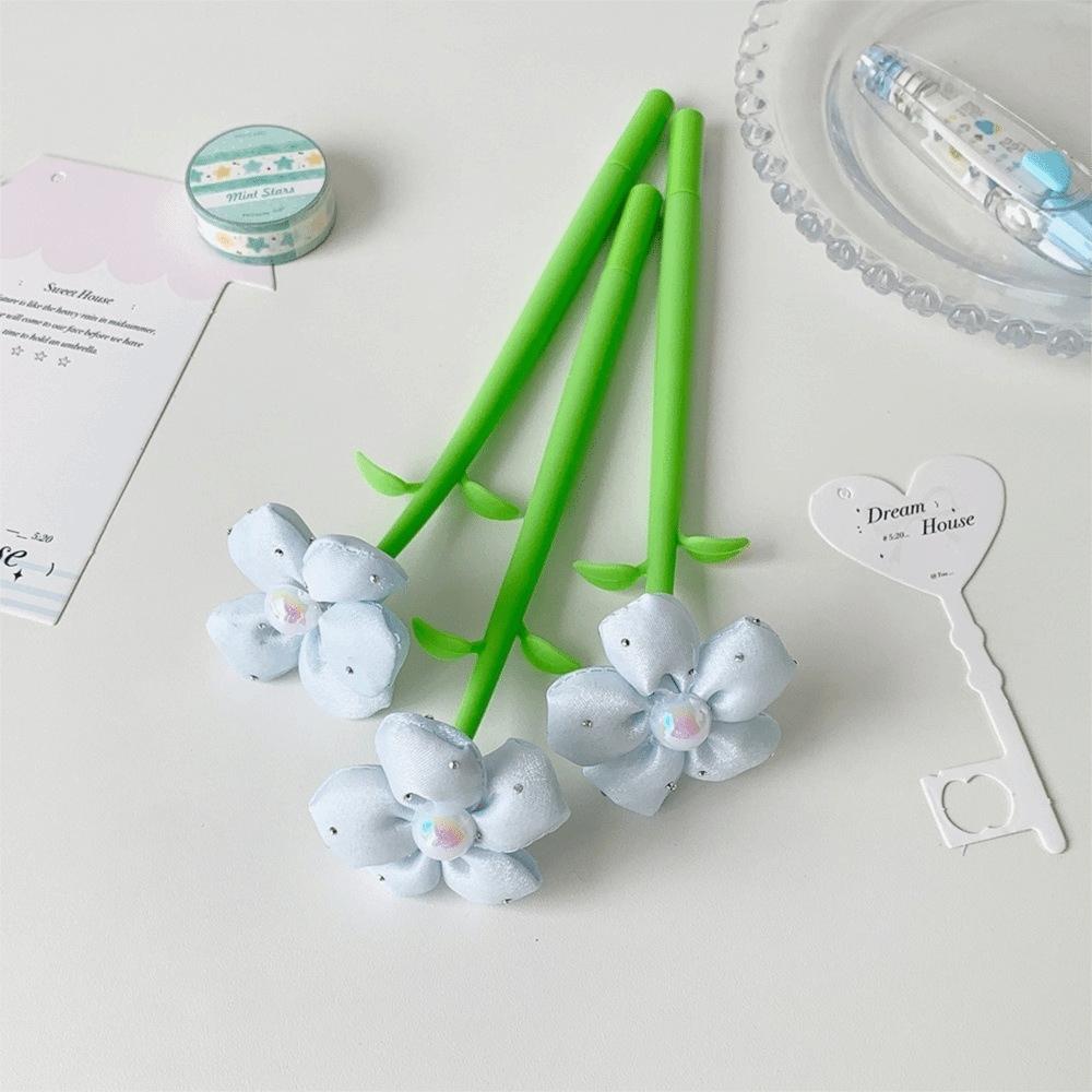 Fabric Flower Decorative Ballpoint Pen 3D Floral Writing Pen Portable Flower Gel Pen Novelty Gift