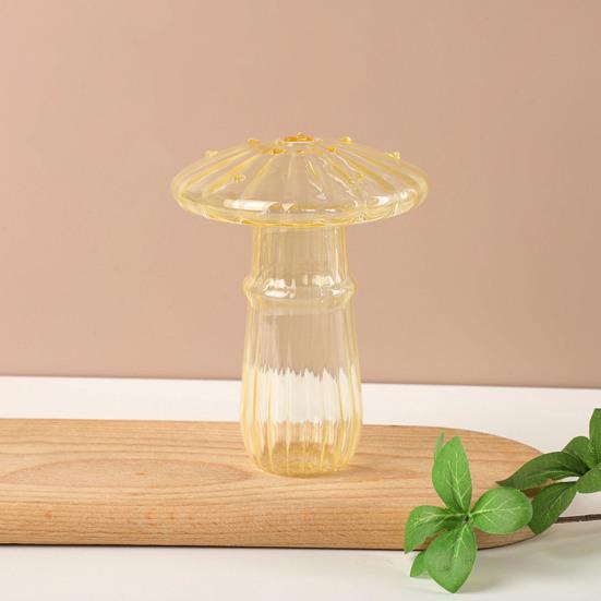 Flower Vase Adorable Mushroom Shape Transparent Glass Planter Unique Plant Propagation Station for Home Decoration