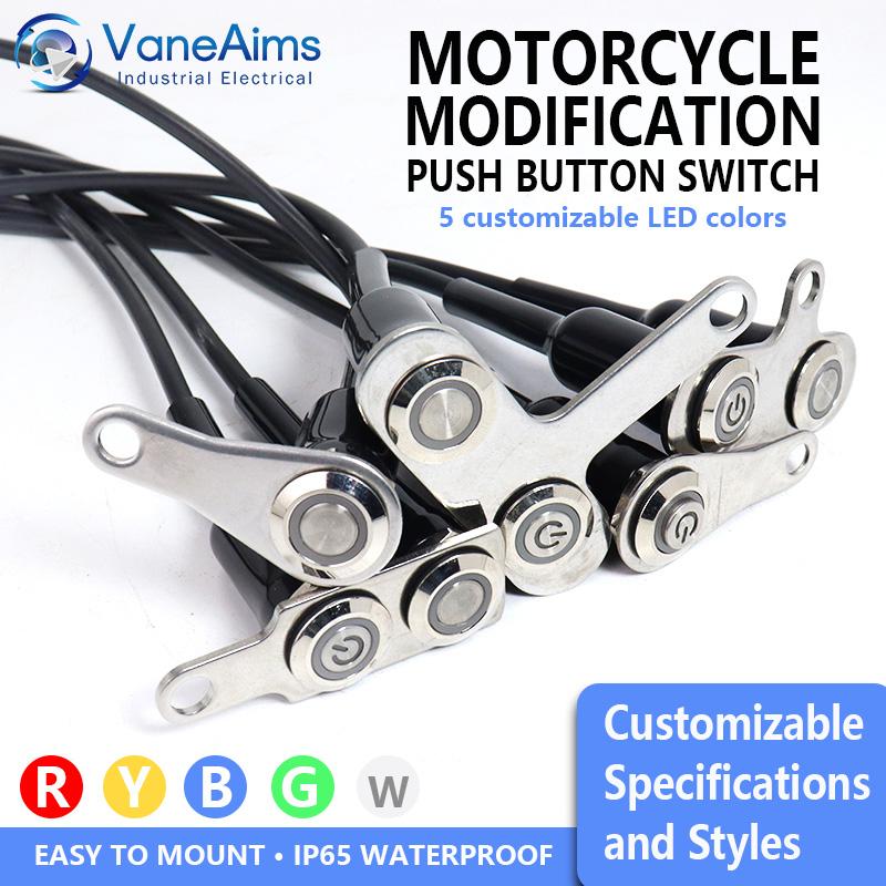 Motorcycle Handlebar Switch Metal Waterproof On Off Motorbike Button Momentary Latching for Start Stop Brake Horn Hazard Light Switches4