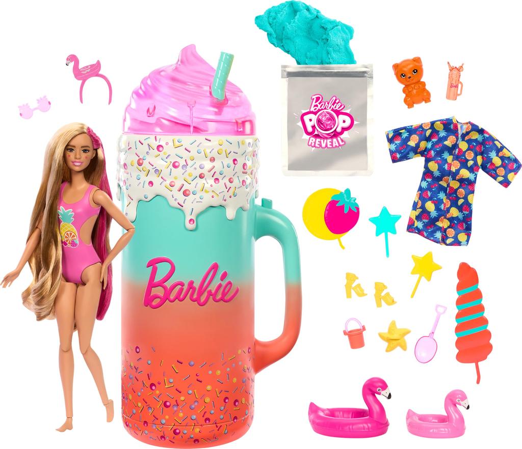 Barbie Pop Reveal Doll Accessories Rise Surprise Fruit Series Gift Set Scented Doll Squishy Scented Pet Color Changing Moldable Sand and More