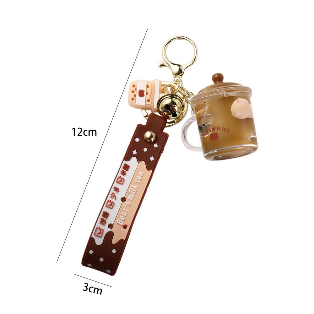 Milk Tea Cup Liquid Oil Keyring Bag Pendant Milk Tea Bottle Keyring Milk Tea Cup Bear Keychain