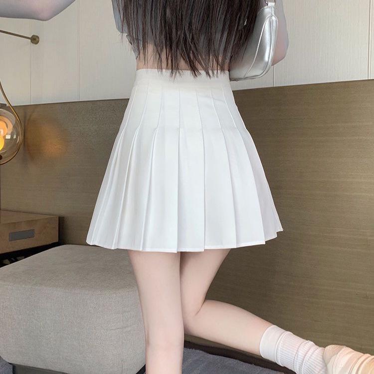 Women's High Waist Black Pleated A-line Skirt - Autumn Slimming Petite Midi