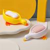 Charming Duck-Shaped Soap Dish - Self-Draining Oval Tray, White with Yellow Accents, Multifunctional Bathroom Accessory for Dry, Clean Soap