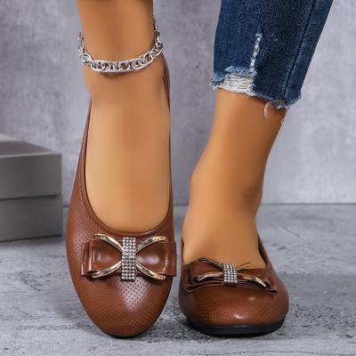 Внешняя торговля большой размер плоские одинарные туфли женские новые бант танкетка низкий каблук женские одинарные туфли круглый носок женские рабочие туфли кожаные туфли