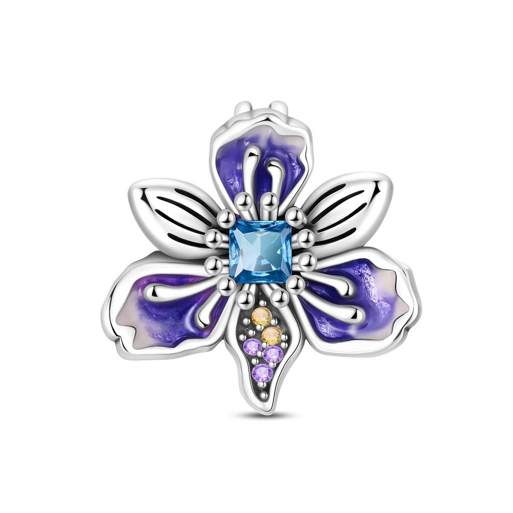 S925 Silver DIY Bracelet Beads Charms Iris Pansy Four Leaf Clover Pendant for Jewelry Making Handmade