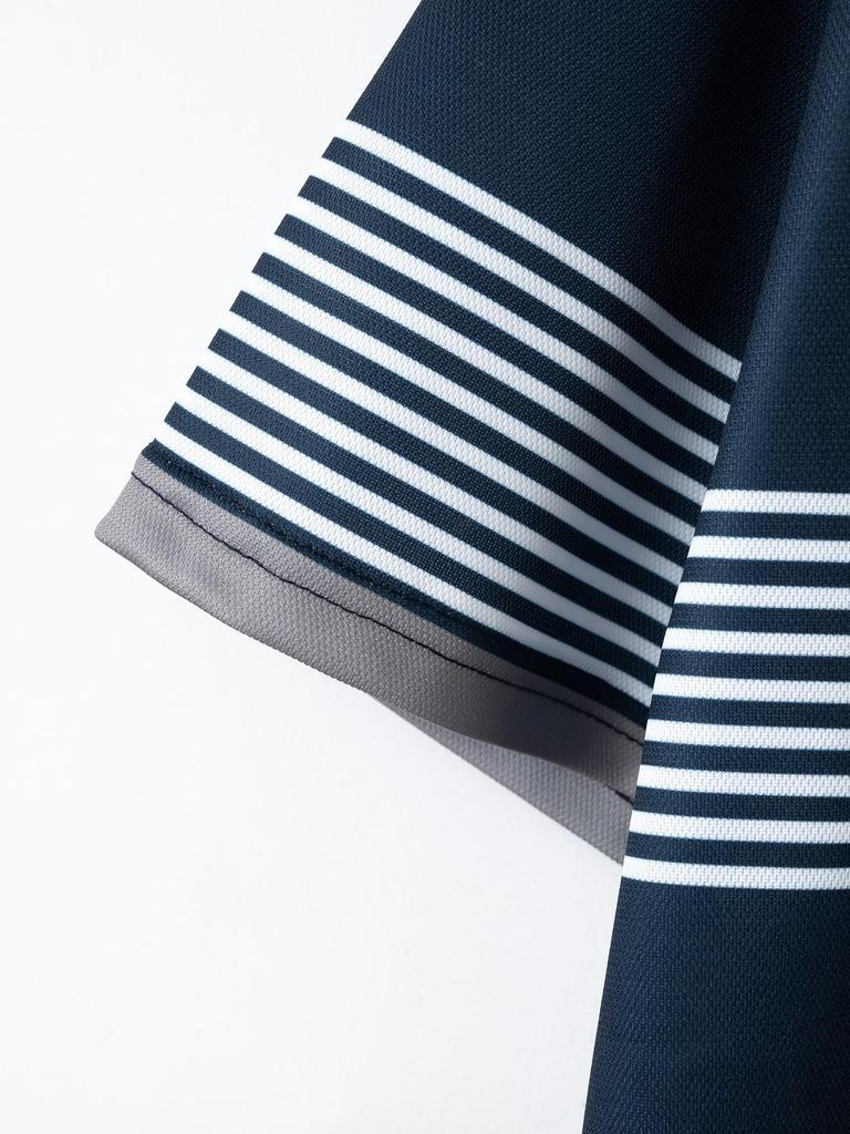 Новая мужская рубашка-поло в полоску Cross-Border 2024 года — повседневный деловой стиль с лацканами и пуговицами