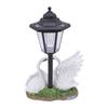 Swan Garden Statue with Solar Lantern Resin Outdoor Decorative Sculpture for Porch Patio Lawn Pathway