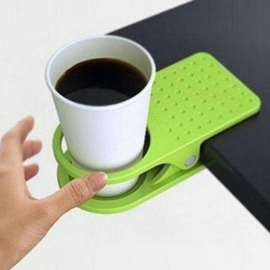 Clip on Cup Holder Mug Holder Clamp for Camping Chair Sunbed 6.5cm Diameter Portable Desk Side Mug Holder for Office Auto Travel Family