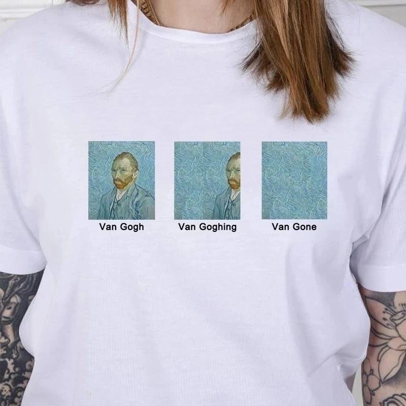 Summer Unisex Tshirt Van Gogh Van Goghing Van Gone Meme Funny Printed Tshirt Hipsters Cute Short Sleeve Tee