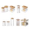 Qtip Holder Dispenser with Bamboo Lid Cotton Ball Pads Swabs Holder Jar Bathroom