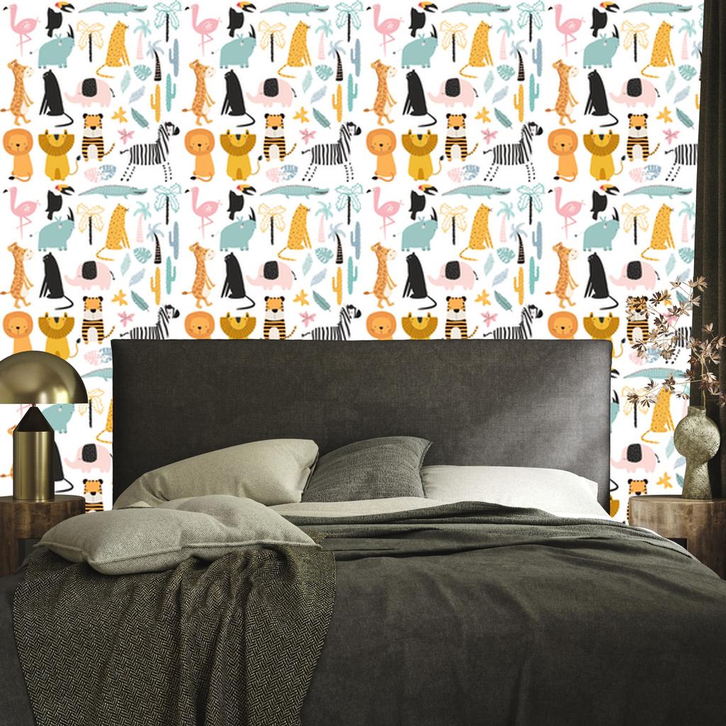 Wallpaper Animals crocodiles lions and palm trees for living room and bedroom 50x1000