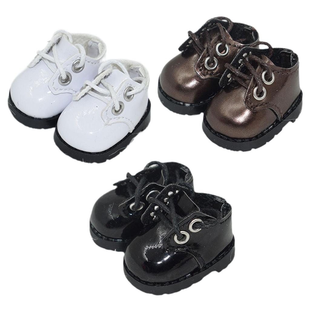 1 Pair Doll Accessory Shoes Dress Up Toy for 15cm Doll DIY Supplies Stylish Fashion Doll Lace up Shoes Doll PU Leather Shoes