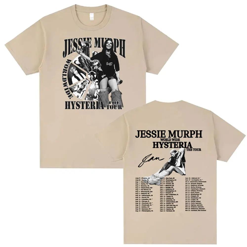 Футболка с графическим принтом Jessie Murph Hysteria Tour Музыкальная Грустная Девушка Концерт Женская Модная Оверсайз Хип-Хоп Уличная Футболка